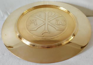 Solid silver gilt antique French Romanesque Chalice.